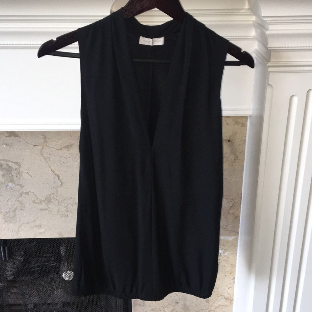 Ramy Brook Black Sleeveless V-neck Blouse, XS